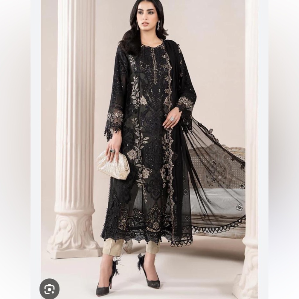 Maria B Black Long Sleeve Dress